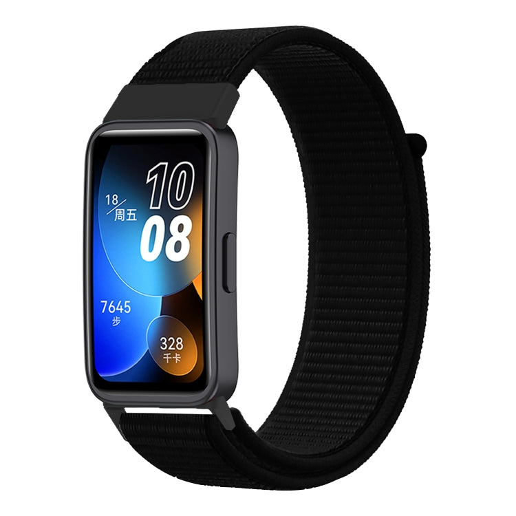 For Huawei Band 8 16mm Woven Nylon Loop Watch Band(Dark Black) by buy2fix