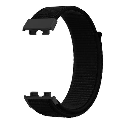For Huawei Band 8 16mm Woven Nylon Loop Watch Band(Dark Black) by buy2fix