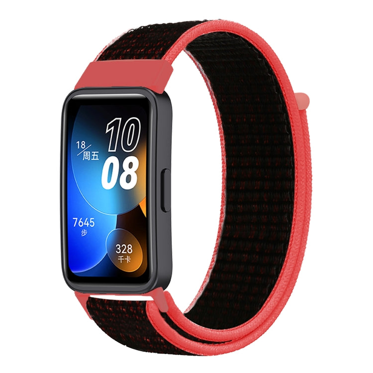 For Huawei Band 8 16mm Woven Nylon Loop Watch Band(Red Black) by buy2fix