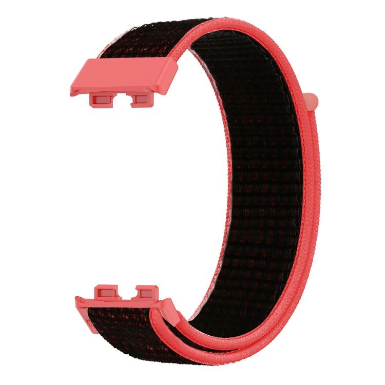 For Huawei Band 8 16mm Woven Nylon Loop Watch Band(Red Black) by buy2fix