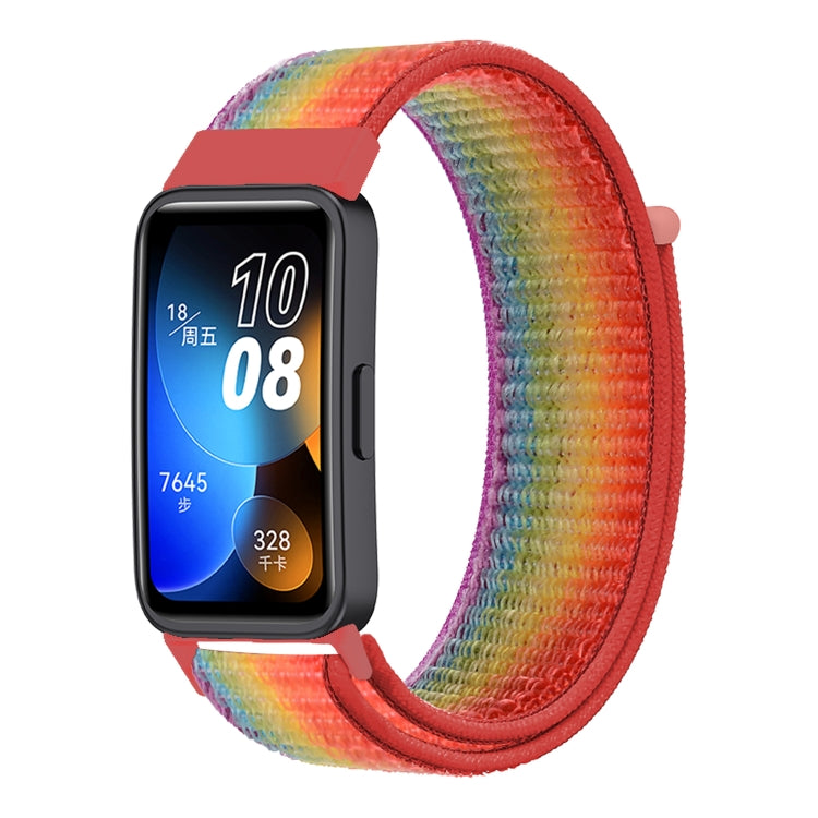 For Huawei Band 8 16mm Woven Nylon Loop Watch Band(Rainbow Color) by buy2fix