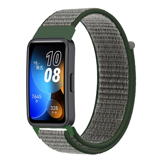 For Huawei Band 8 16mm Woven Nylon Loop Watch Band(Dark Olive) by buy2fix
