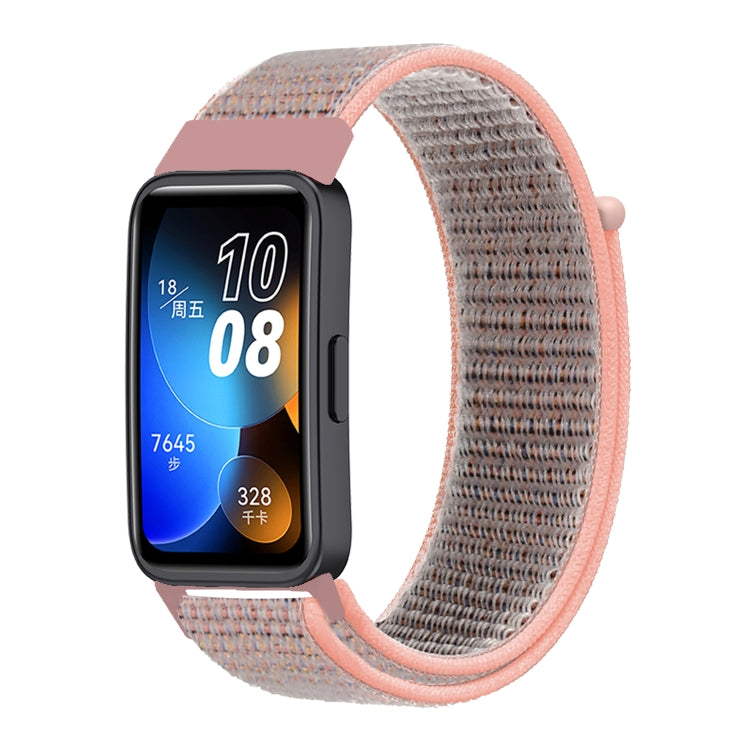 For Huawei Band 8 16mm Woven Nylon Loop Watch Band(Pinkish Color) by buy2fix