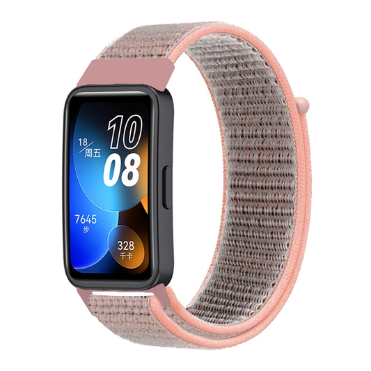 For Huawei Band 8 16mm Woven Nylon Loop Watch Band(Pinkish Color) by buy2fix