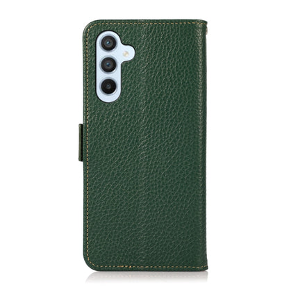 For Samsung Galaxy M54 5G KHAZNEH Side-Magnetic Litchi Genuine Leather RFID Phone Case(Green) - Galaxy Phone Cases by buy2fix | Online Shopping UK | buy2fix