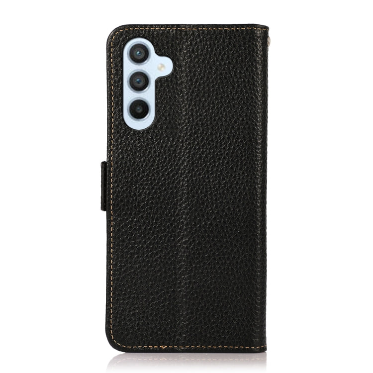 For Samsung Galaxy M54 5G KHAZNEH Side-Magnetic Litchi Genuine Leather RFID Phone Case(Black) - Galaxy Phone Cases by buy2fix | Online Shopping UK | buy2fix
