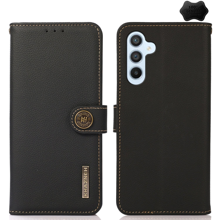 For Samsung Galaxy M54 5G KHAZNEH Custer Genuine Leather RFID Phone Case(Black) - Galaxy Phone Cases by buy2fix | Online Shopping UK | buy2fix