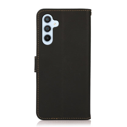 For Samsung Galaxy M54 5G KHAZNEH Custer Genuine Leather RFID Phone Case(Black) - Galaxy Phone Cases by buy2fix | Online Shopping UK | buy2fix