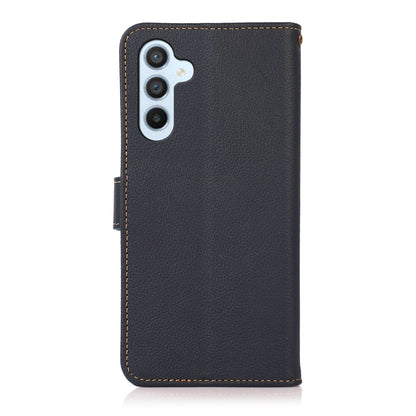 For Samsung Galaxy M54 5G KHAZNEH Custer Genuine Leather RFID Phone Case(Blue) - Galaxy Phone Cases by buy2fix | Online Shopping UK | buy2fix