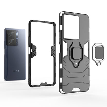 For vivo iQOO Z7x 5G Magnetic Ring Holder PC + TPU Phone Case(Black) - vivo Cases by buy2fix | Online Shopping UK | buy2fix