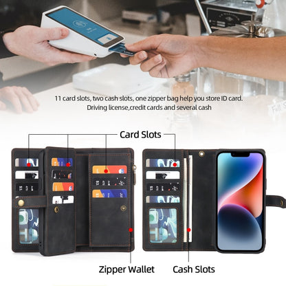 For iPhone 14 Zipper Wallet Magnetic Detachable Leather Phone Case(Black) by buy2fix