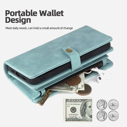 For iPhone 14 Zipper Wallet Magnetic Detachable Leather Phone Case(Blue) - iPhone 14 Cases by buy2fix | Online Shopping UK | buy2fix