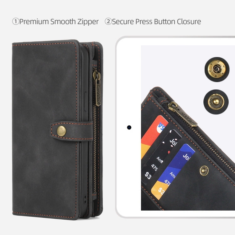 For iPhone 14 Pro Max Zipper Wallet Magnetic Detachable Leather Phone Case(Black) - iPhone 14 Pro Max Cases by buy2fix | Online Shopping UK | buy2fix