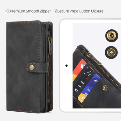 For iPhone 14 Pro Max Zipper Wallet Magnetic Detachable Leather Phone Case(Black) - iPhone 14 Pro Max Cases by buy2fix | Online Shopping UK | buy2fix
