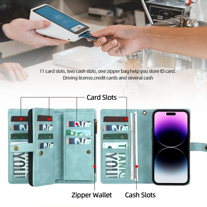 For iPhone 14 Pro Max Zipper Wallet Magnetic Detachable Leather Phone Case(Blue) - iPhone 14 Pro Max Cases by buy2fix | Online Shopping UK | buy2fix