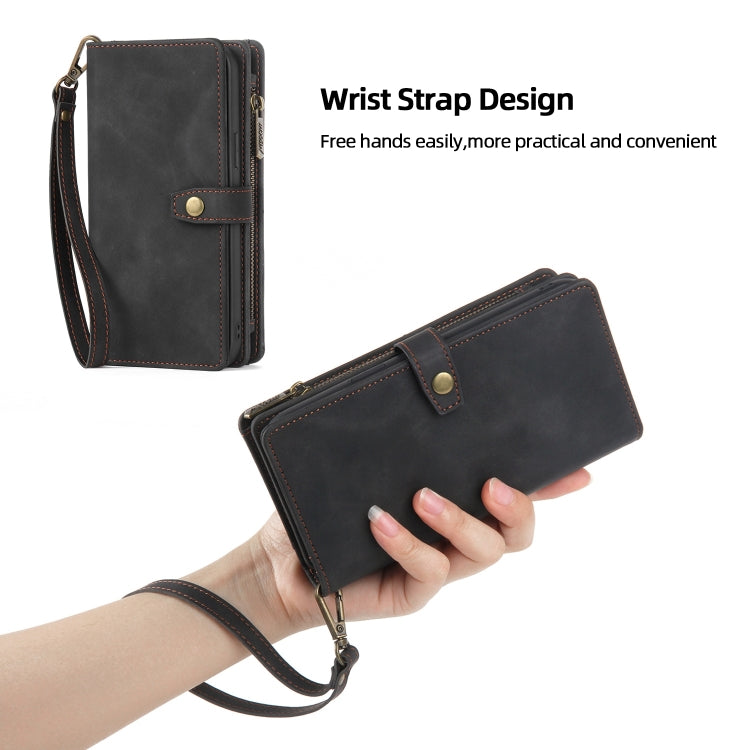 For iPhone 13 Pro Zipper Wallet Magnetic Detachable Leather Phone Case(Black) - iPhone 13 Pro Cases by buy2fix | Online Shopping UK | buy2fix