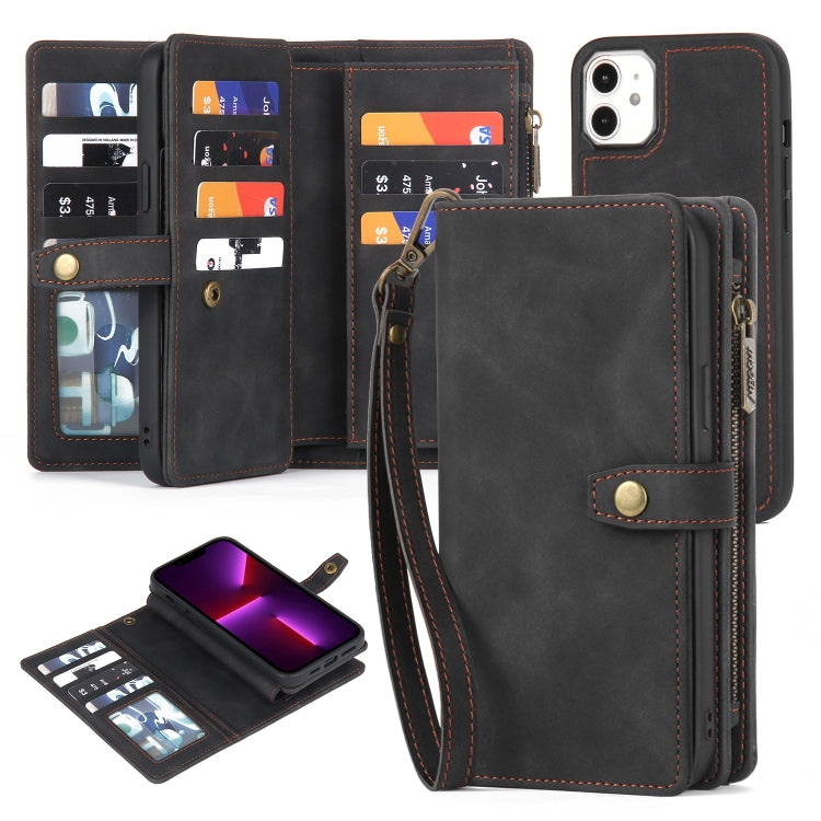 For iPhone 11 Zipper Wallet Magnetic Detachable Leather Phone Case(Black) by buy2fix