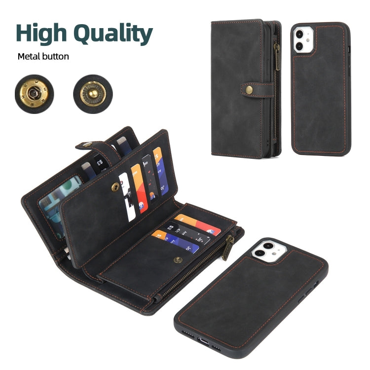 For iPhone 11 Zipper Wallet Magnetic Detachable Leather Phone Case(Black) by buy2fix