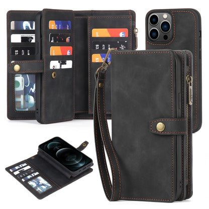 For iPhone 11 Pro Max Zipper Wallet Magnetic Detachable Leather Phone Case(Black) by buy2fix
