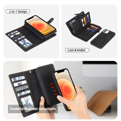 For iPhone X / XS Zipper Wallet Magnetic Detachable Leather Phone Case(Black) by buy2fix