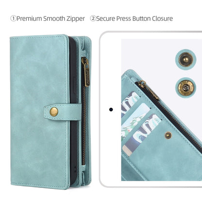 For iPhone X / XS Zipper Wallet Magnetic Detachable Leather Phone Case(Blue) - More iPhone Cases by buy2fix | Online Shopping UK | buy2fix