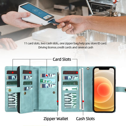 For iPhone X / XS Zipper Wallet Magnetic Detachable Leather Phone Case(Blue) - More iPhone Cases by buy2fix | Online Shopping UK | buy2fix