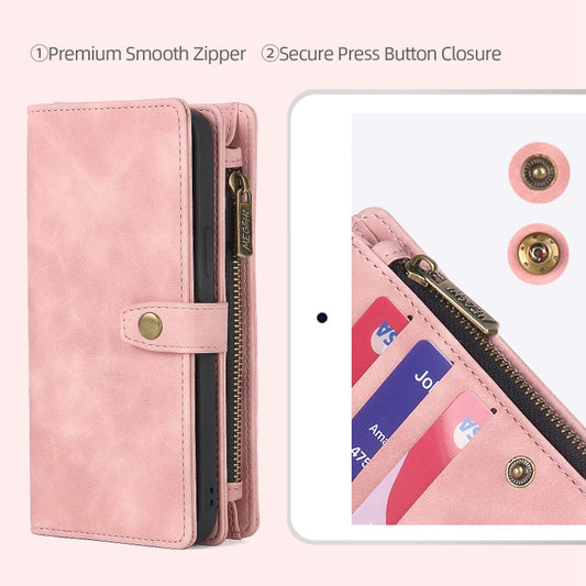 For iPhone XS Max Zipper Wallet Magnetic Detachable Leather Phone Case(Pink) - More iPhone Cases by buy2fix | Online Shopping UK | buy2fix