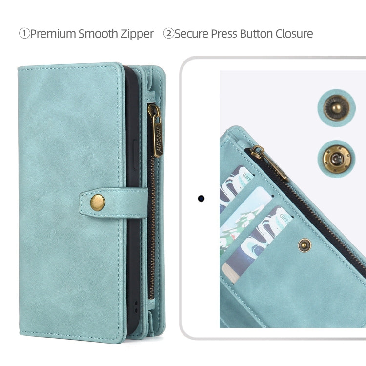 For iPhone XS Max Zipper Wallet Magnetic Detachable Leather Phone Case(Blue) - More iPhone Cases by buy2fix | Online Shopping UK | buy2fix
