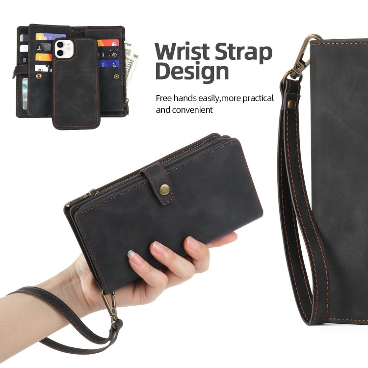 For iPhone 7 Plus / 8 Plus Zipper Wallet Magnetic Detachable Leather Phone Case(Black) - More iPhone Cases by buy2fix | Online Shopping UK | buy2fix