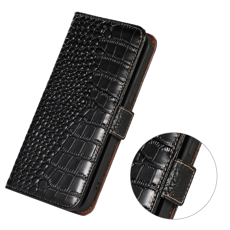For Samsung Galaxy S24 Crocodile Top Layer Cowhide Leather Phone Case(Black) - Galaxy Phone Cases by buy2fix | Online Shopping UK | buy2fix