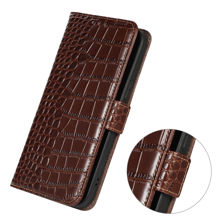 For Samsung Galaxy S24 Crocodile Top Layer Cowhide Leather Phone Case(Brown) - Galaxy Phone Cases by buy2fix | Online Shopping UK | buy2fix