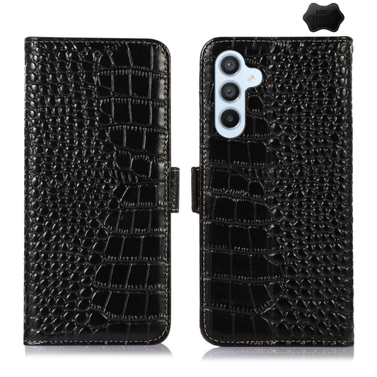For Samsung Galaxy S24+ Crocodile Top Layer Cowhide Leather Phone Case(Black) - Galaxy Phone Cases by buy2fix | Online Shopping UK | buy2fix