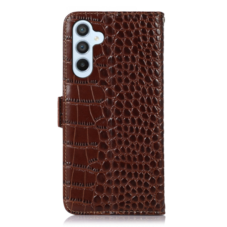 For Samsung Galaxy S24+ Crocodile Top Layer Cowhide Leather Phone Case(Brown) - Galaxy Phone Cases by buy2fix | Online Shopping UK | buy2fix