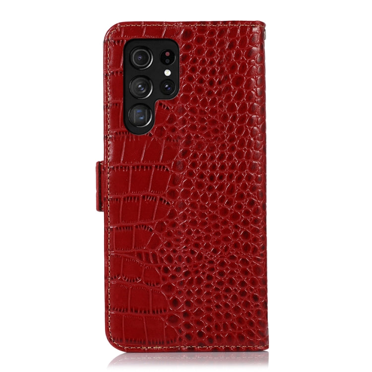 For Samsung Galaxy S24 Ultra Crocodile Top Layer Cowhide Leather Phone Case(Red) - Galaxy Phone Cases by buy2fix | Online Shopping UK | buy2fix