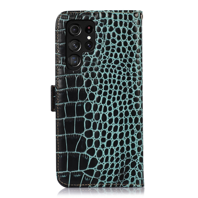 For Samsung Galaxy S24 Ultra Crocodile Top Layer Cowhide Leather Phone Case(Green) - Galaxy Phone Cases by buy2fix | Online Shopping UK | buy2fix