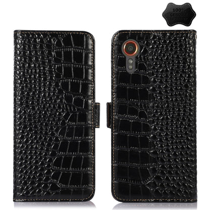 For Samsung Galaxy Xcover 7 Crocodile Top Layer Cowhide Leather Phone Case(Black) - Galaxy Phone Cases by buy2fix | Online Shopping UK | buy2fix