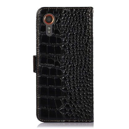 For Samsung Galaxy Xcover 7 Crocodile Top Layer Cowhide Leather Phone Case(Black) - Galaxy Phone Cases by buy2fix | Online Shopping UK | buy2fix