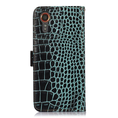 For Samsung Galaxy Xcover 7 Crocodile Top Layer Cowhide Leather Phone Case(Green) - Galaxy Phone Cases by buy2fix | Online Shopping UK | buy2fix