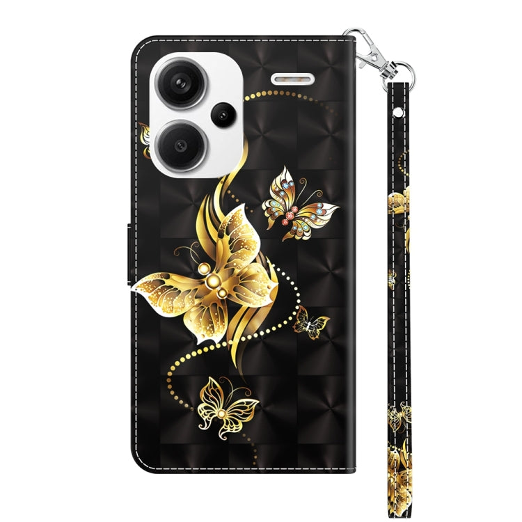 For Xiaomi Redmi Note 13 Pro+ 3D Painted Pattern Leather Phone Case(Golden Butterfly) - Xiaomi Cases by buy2fix | Online Shopping UK | buy2fix