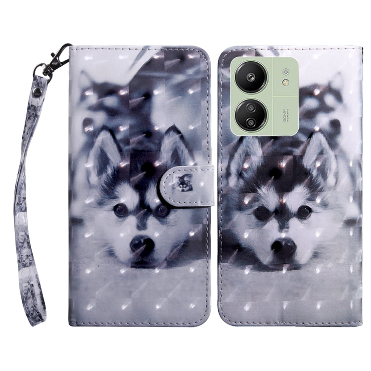 For Xiaomi Redmi 13C 3D Painted Pattern Leather Phone Case(Husky) by buy2fix