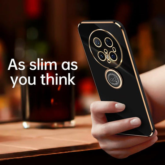 For Huawei Mate 70 Pro / 70 Pro+ XINLI Straight Edge 6D Electroplate TPU Phone Case with Ring Holder(Hawthorn Red) - Huawei Cases by XINLI | Online Shopping UK | buy2fix