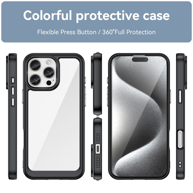 For iPhone 16 Pro Max Colorful Series Acrylic + TPU Phone Case(Black) by buy2fix
