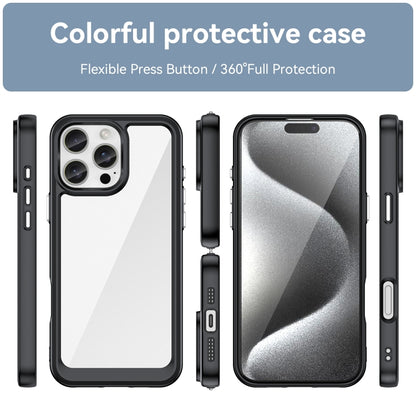 For iPhone 16 Pro Max Colorful Series Acrylic + TPU Phone Case(Black) by buy2fix
