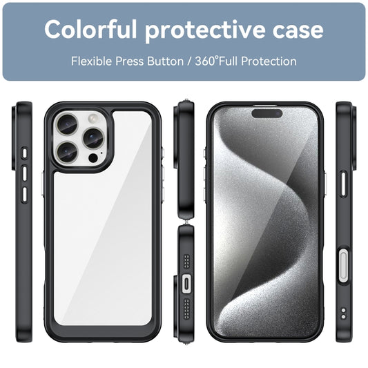 For iPhone 16 Pro Max Colorful Series Acrylic + TPU Phone Case(Black) by buy2fix
