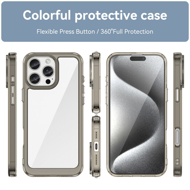 For iPhone 16 Pro Max Colorful Series Acrylic + TPU Phone Case(Transparent Grey) by buy2fix