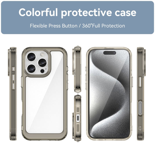For iPhone 16 Pro Colorful Series Acrylic + TPU Phone Case(Transparent Grey) by buy2fix