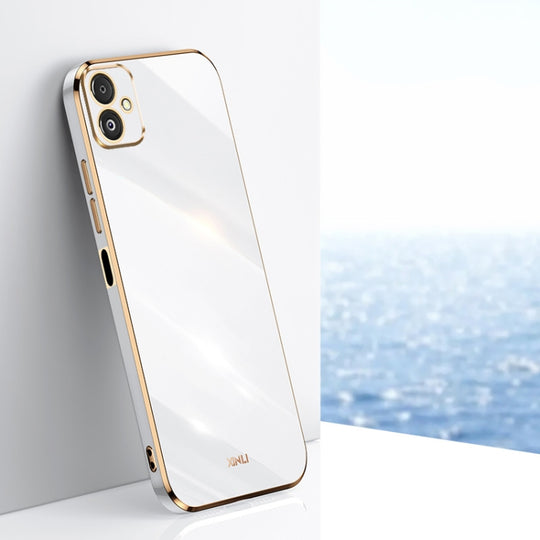 For Samsung Galaxy F14 5G XINLI Straight Edge 6D Electroplate TPU Phone Case(White)