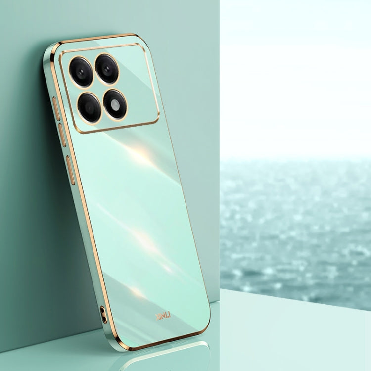 For Xiaomi Redmi K70 XINLI Straight Edge 6D Electroplate TPU Phone Case(Mint Green) - Xiaomi Cases by XINLI | Online Shopping UK | buy2fix