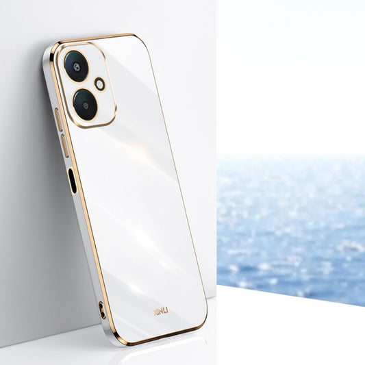 For Xiaomi Redmi 13C 5G XINLI Straight Edge 6D Electroplate TPU Phone Case(White) - Xiaomi Cases by XINLI | Online Shopping UK | buy2fix