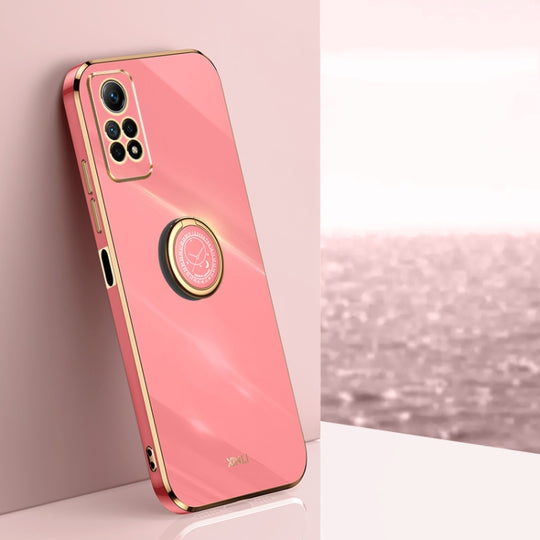 For Xiaomi Redmi Note 12 Pro 4G XINLI Straight Edge 6D Electroplate TPU Phone Case with Ring Holder(Hawthorn Red)